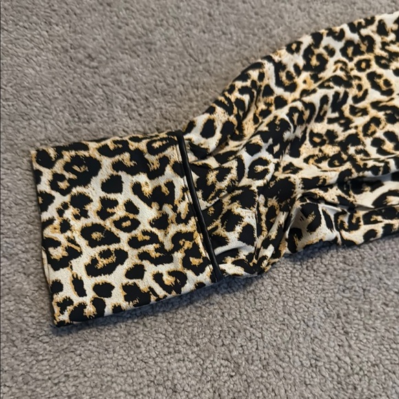 Essentials by ABS Leopard Print Top with Black Leather Trim - Picture 5 of 10